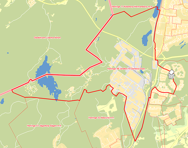 Karta över Haninge 48 Jordbro N-Dåntorp-Öran