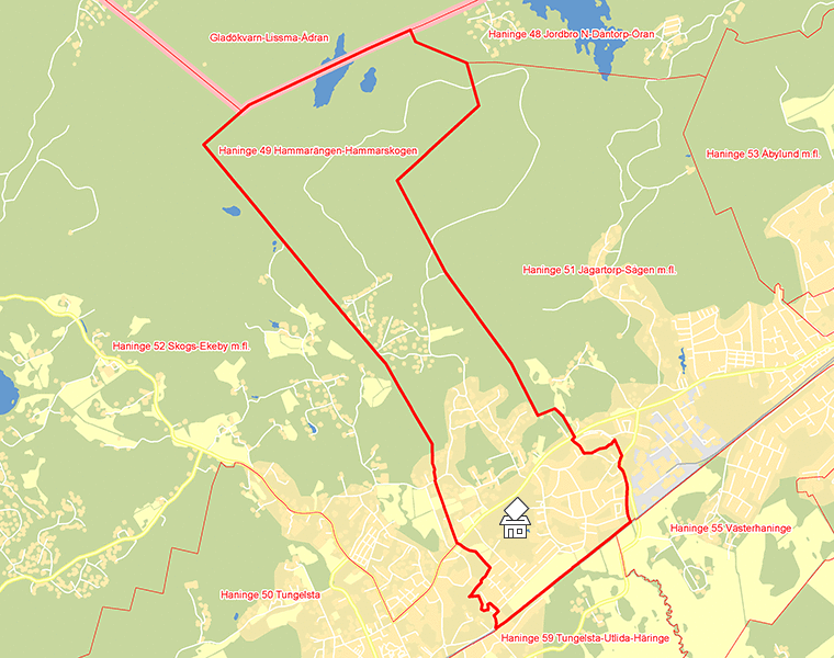 Karta över Haninge 49 Hammarängen-Hammarskogen