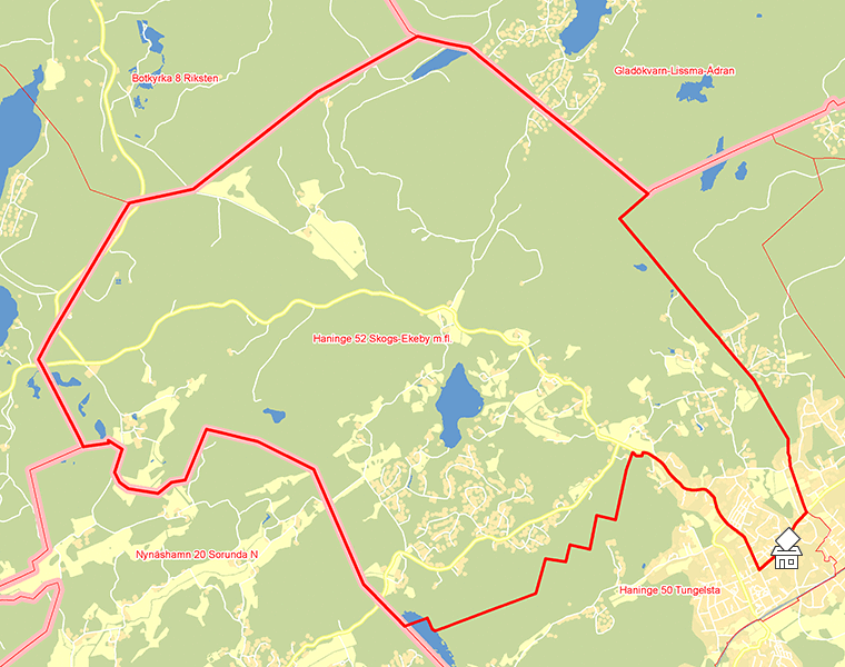 Karta över Haninge 52 Skogs-Ekeby m.fl.