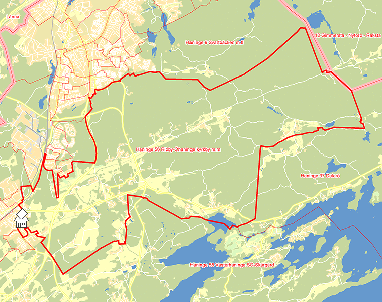 Karta över Haninge 56 Ribby-Öhaninge kyrkby m.m