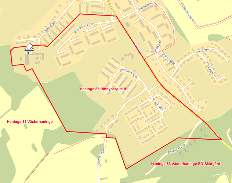 Karta över Haninge 57 Ribbyberg m.fl.
