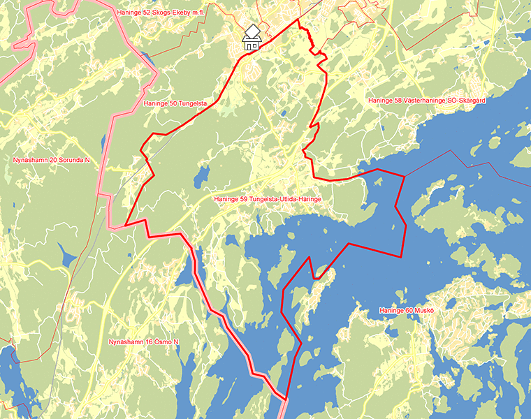 Karta över Haninge 59 Tungelsta-Utlida-Häringe