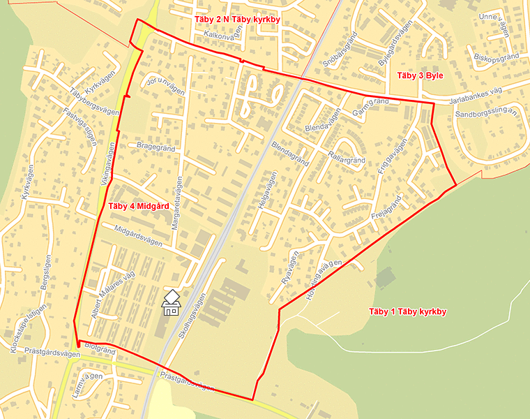 Karta över Täby 4 Midgård