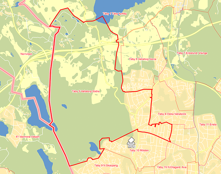 Karta över Täby 5 Vallatorp Södra