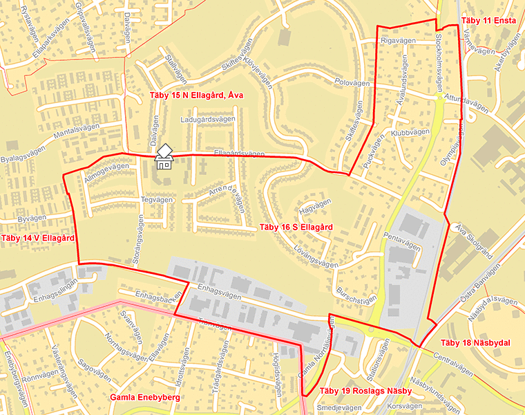 Karta över Täby 16 S Ellagård