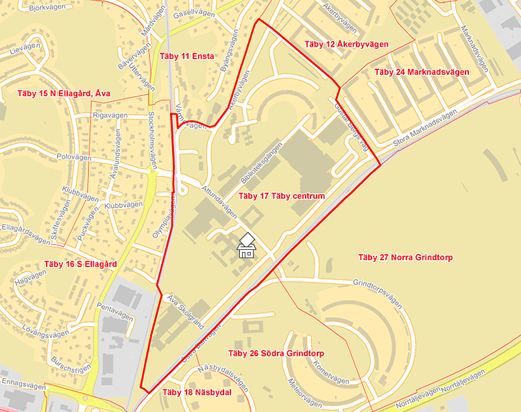 Karta över Täby 17 Täby centrum