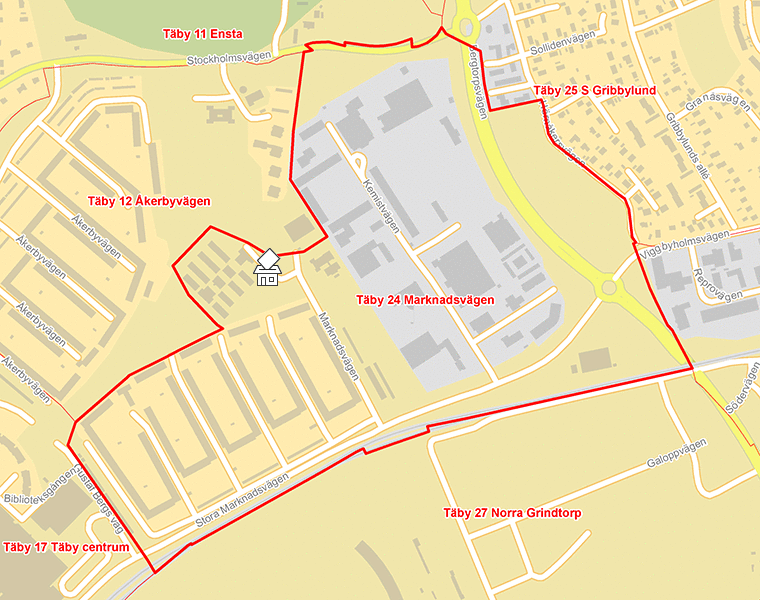 Karta över Täby 24 Marknadsvägen
