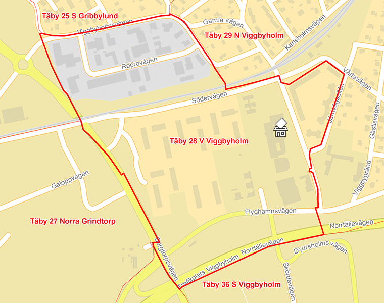 Karta över Täby 28 V Viggbyholm