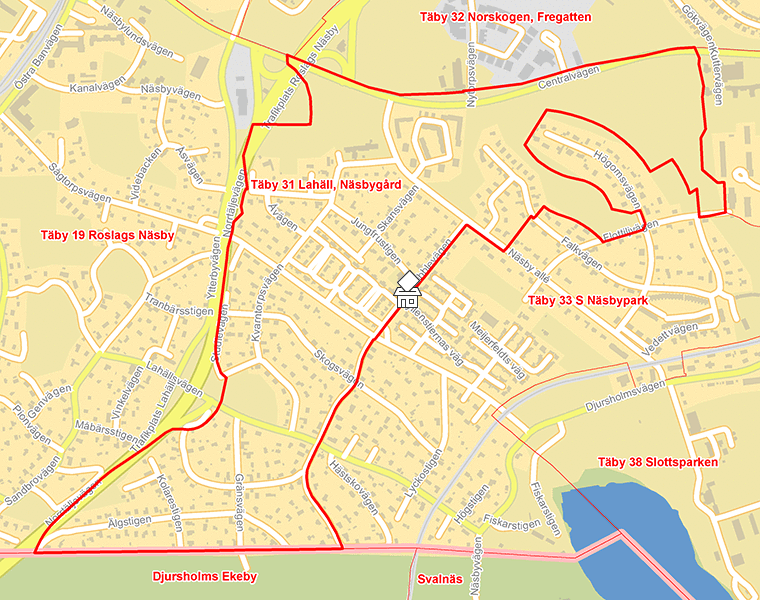 Karta över Täby 31 Lahäll, Näsbygård