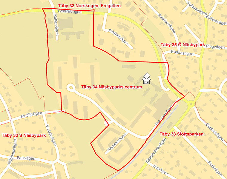 Karta över Täby 34 Näsbyparks centrum