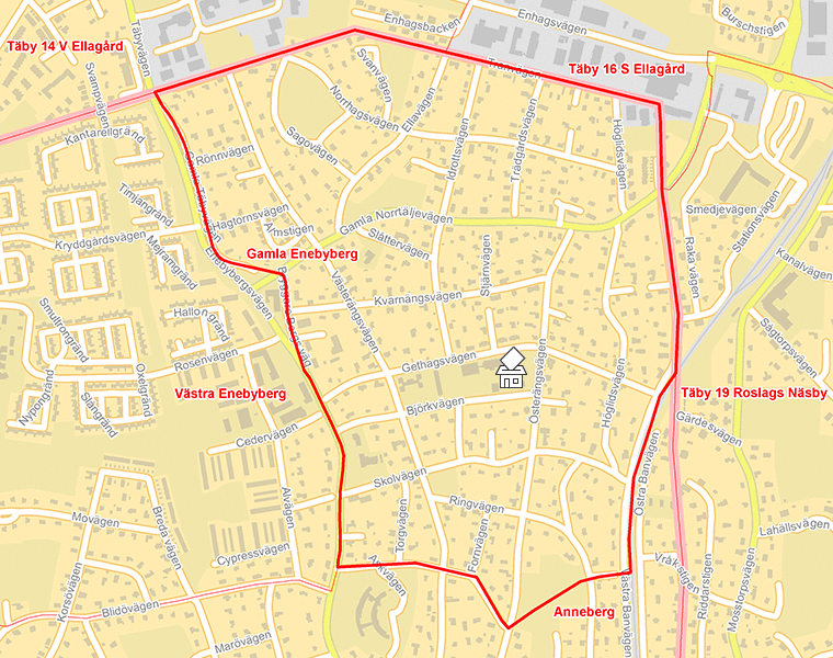 Karta över Gamla Enebyberg