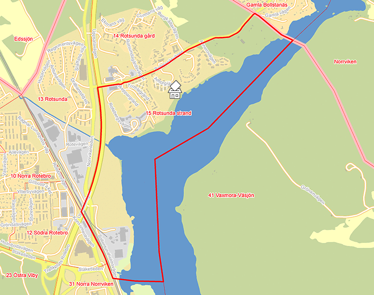 Karta över 15 Rotsunda strand