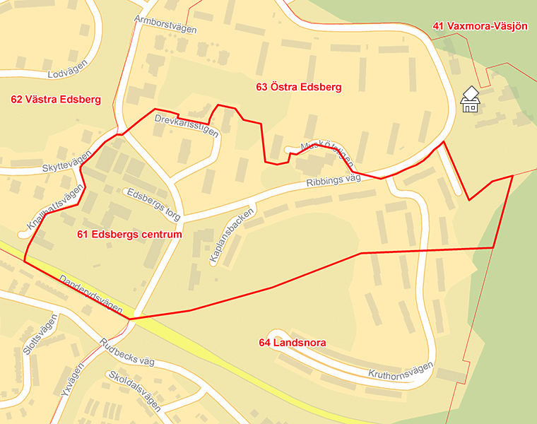 Karta över 61 Edsbergs centrum