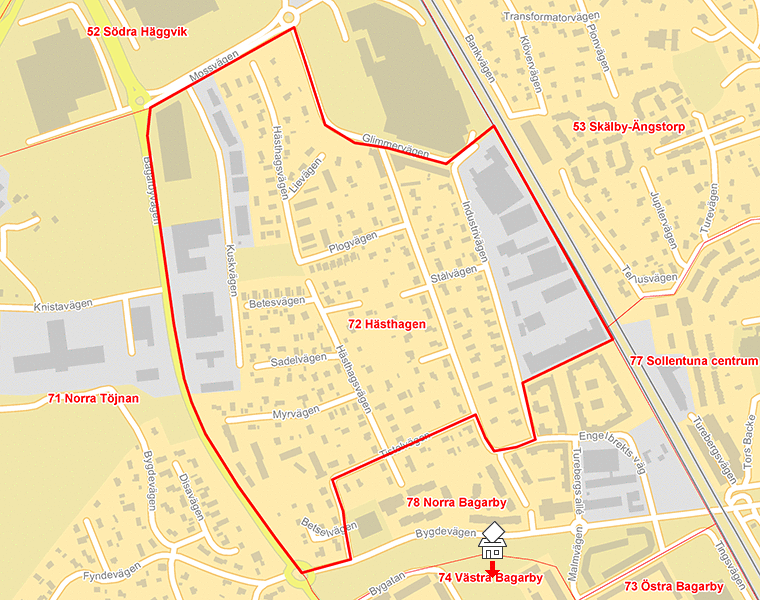 Karta över 72 Hästhagen