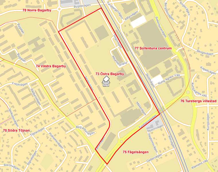 Karta över 73 Östra Bagarby