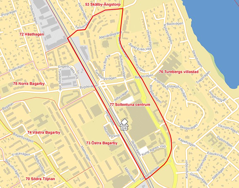 Karta över 77 Sollentuna centrum