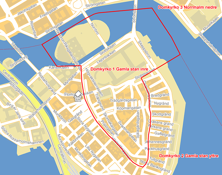 Karta över Domkyrko 1 Gamla stan inre