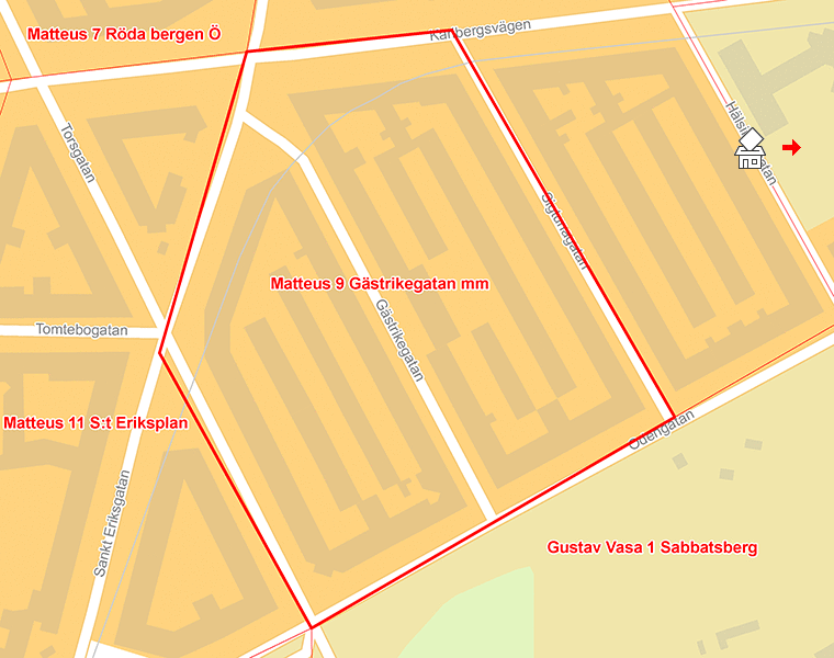 Karta över Matteus 9 Gästrikegatan mm