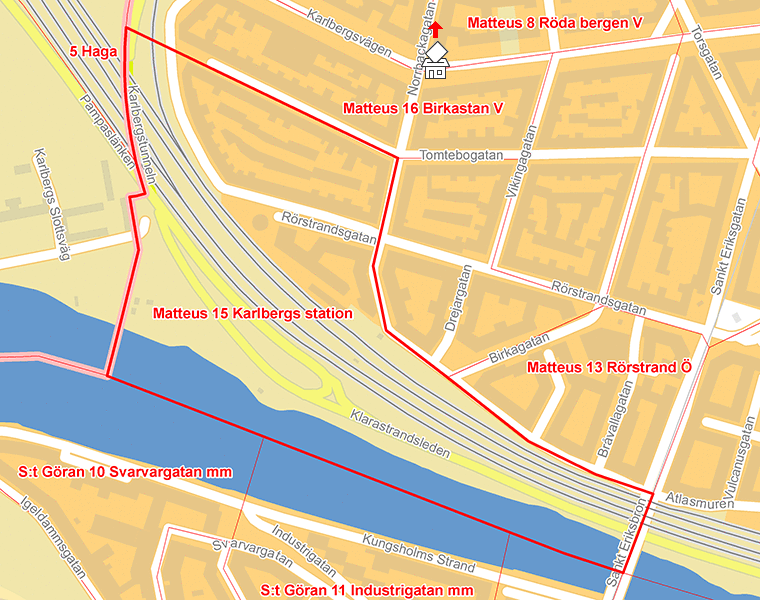 Karta över Matteus 15 Karlbergs station