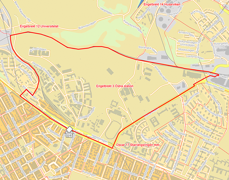 Karta över Engelbrekt 3 Östra station
