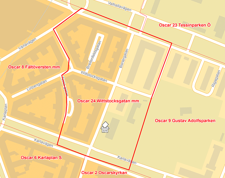 Karta över Oscar 24 Wittstocksgatan mm