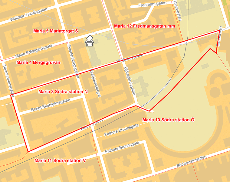 Karta över Maria 8 Södra station N