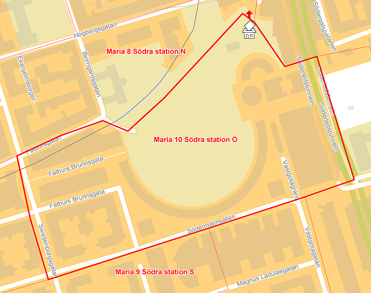 Karta över Maria 10 Södra station Ö