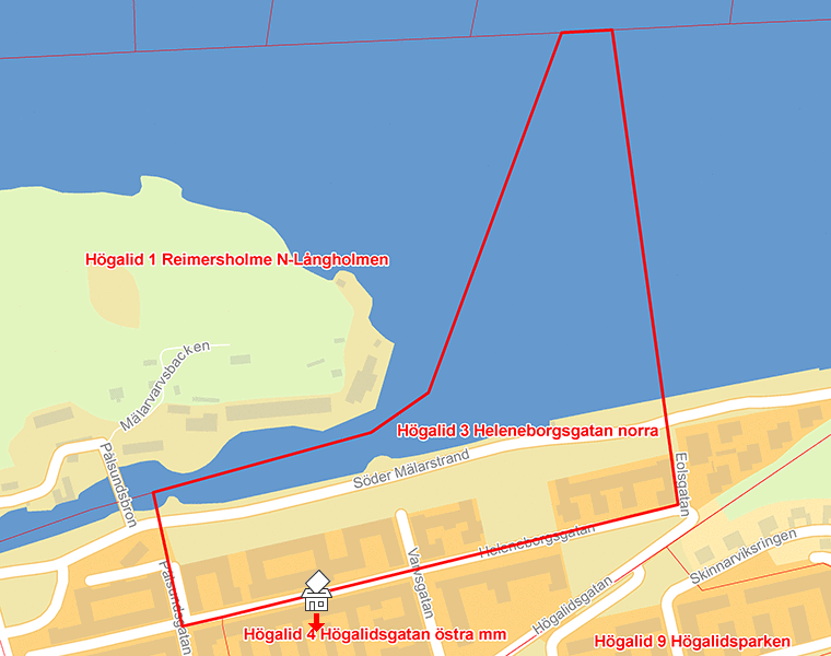 Karta över Högalid 3 Heleneborgsgatan norra