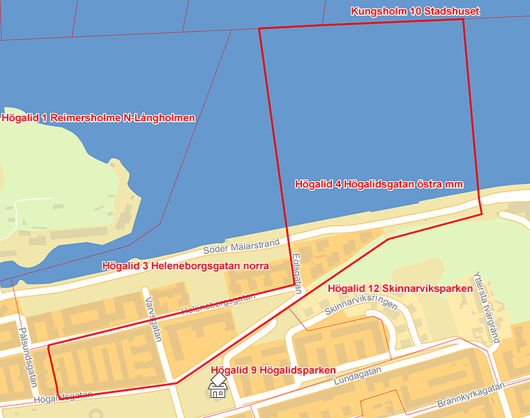 Karta över Högalid 4 Högalidsgatan östra mm