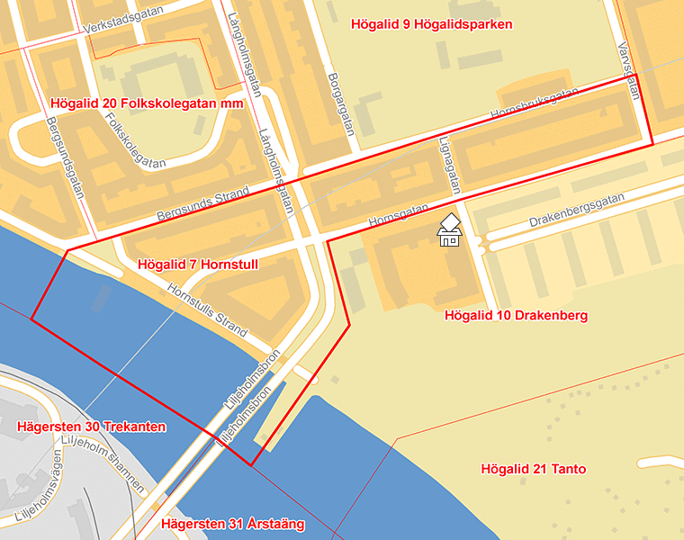 Karta över Högalid 7 Hornstull