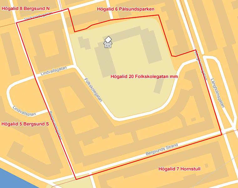 Karta över Högalid 20 Folkskolegatan mm