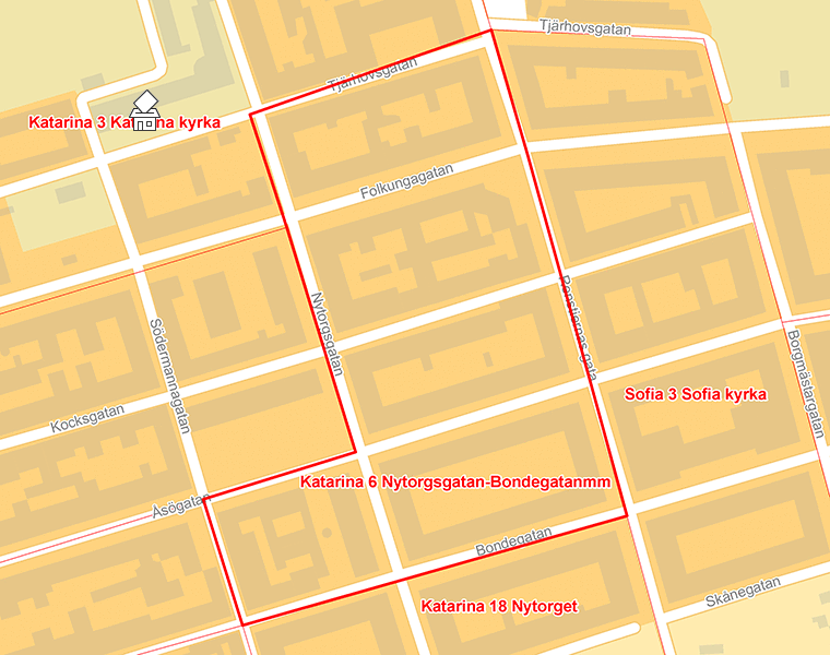 Karta över Katarina 6 Nytorgsgatan-Bondegatanmm