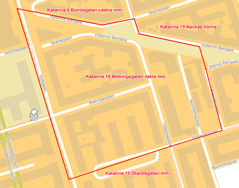 Karta över Katarina 16 Blekingegatan östra mm