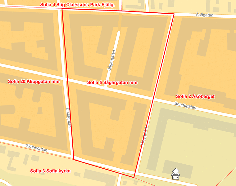 Karta över Sofia 5 Sågargatan mm