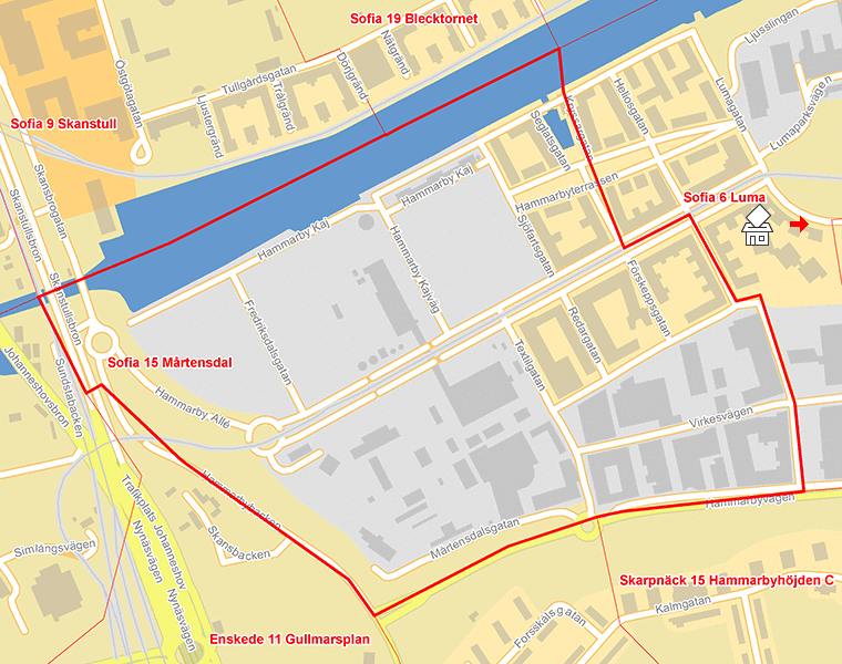 Karta över Sofia 15 Mårtensdal