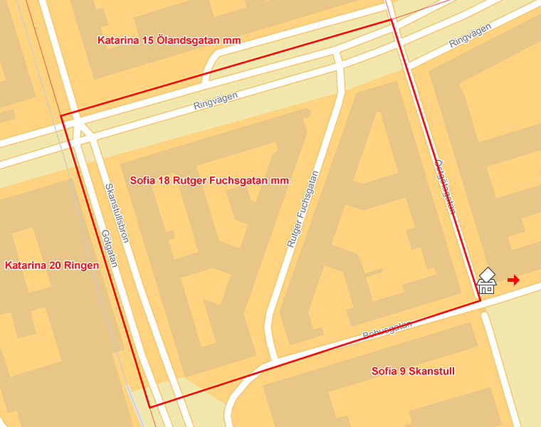 Karta över Sofia 18 Rutger Fuchsgatan mm