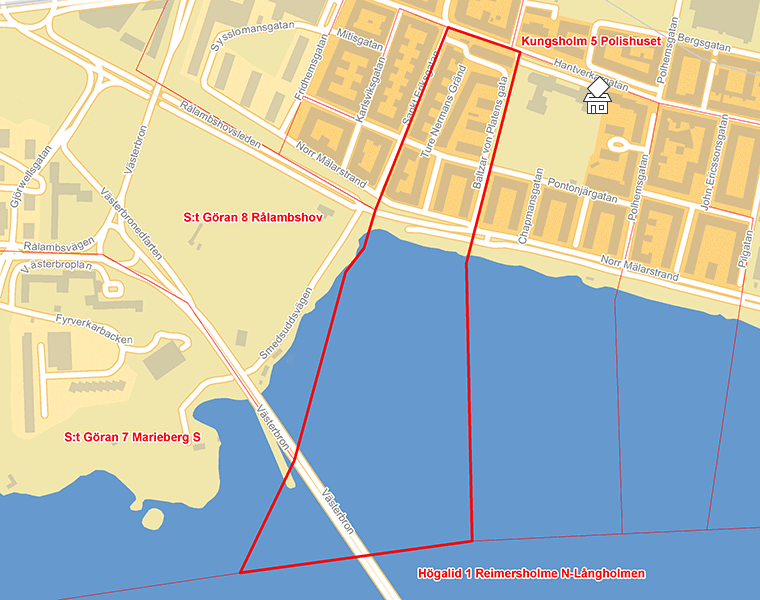 Karta över Kungsholm 1 Ture Nermans gränd mm
