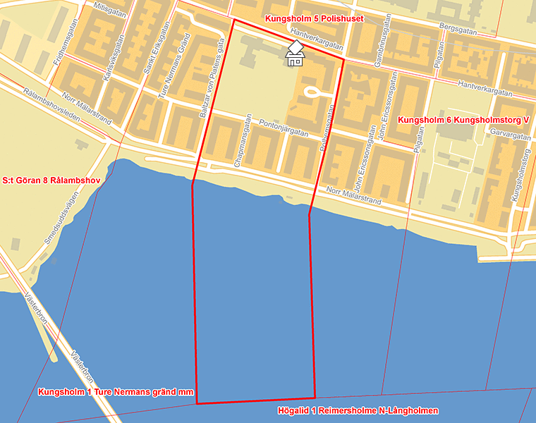 Karta över Kungsholm 2 Pontonjärparken
