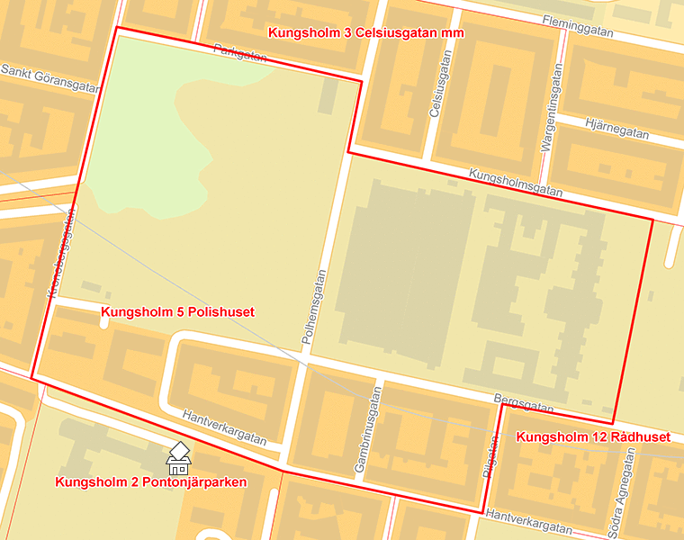 Karta över Kungsholm 5 Polishuset