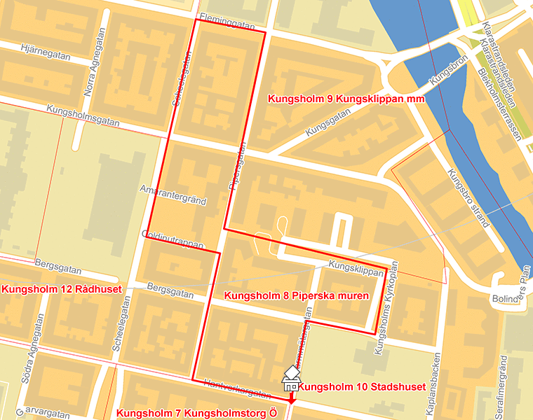 Karta över Kungsholm 8 Piperska muren