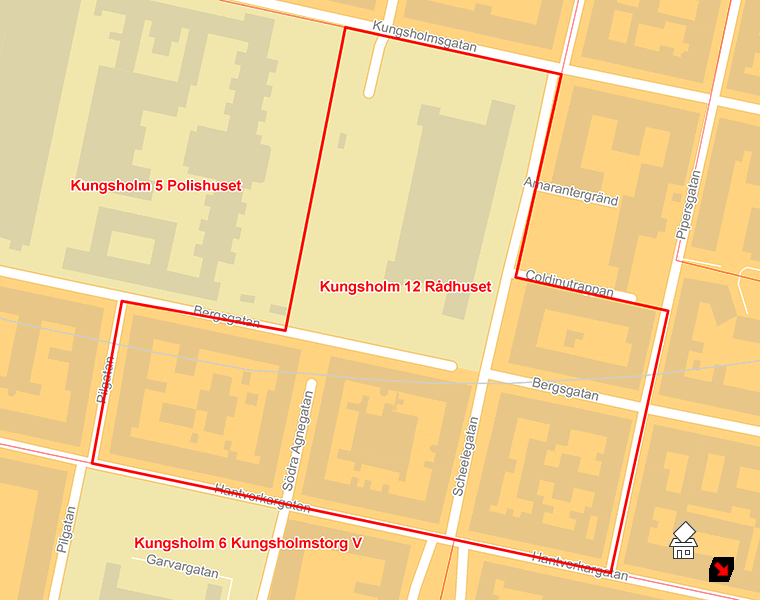 Karta över Kungsholm 12 Rådhuset