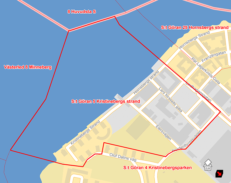 Karta över S:t Göran 5 Kristinebergs strand