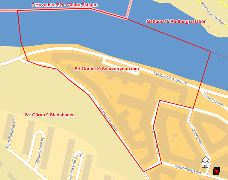 Karta över S:t Göran 10 Svarvargatan mm