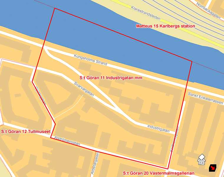 Karta över S:t Göran 11 Industrigatan mm