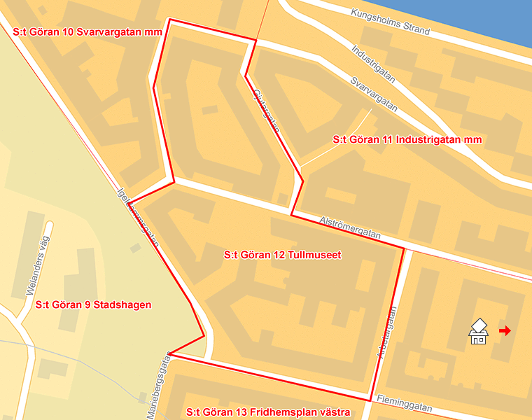 Karta över S:t Göran 12 Tullmuseet
