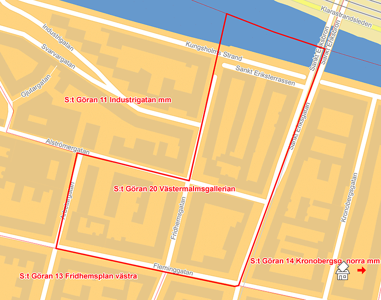 Karta över S:t Göran 20 Västermalmsgallerian
