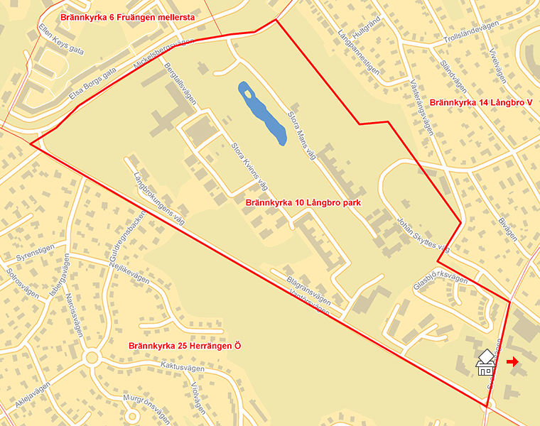 Karta över Brännkyrka 10 Långbro park