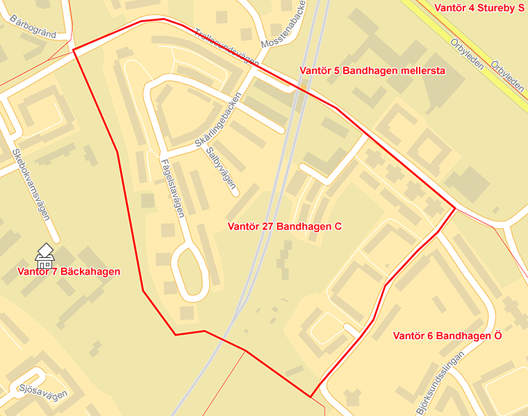 Karta över Vantör 27 Bandhagen C