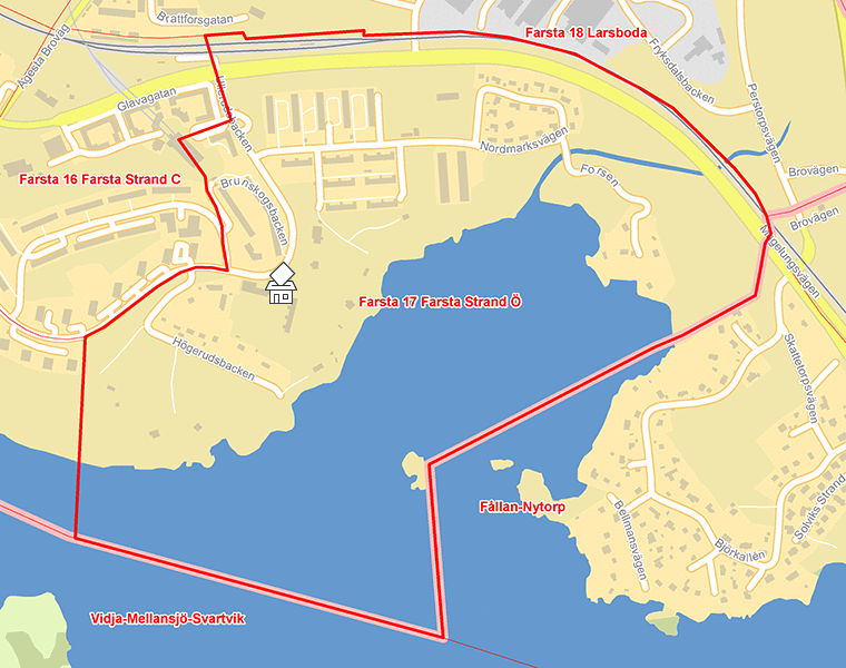 Karta över Farsta 17 Farsta Strand Ö