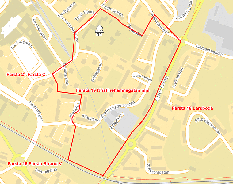Karta över Farsta 19 Kristinehamnsgatan mm